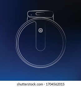 Sketch of vacuum cleaner in vector, icon, blue background