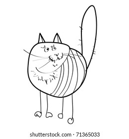 Sketch of a vagrant cat. A vector picture of black color