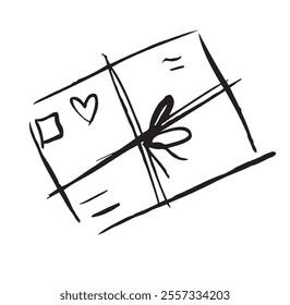 Sketch Valentine Envelope and CardsHand Drawn Love Doodle Vector