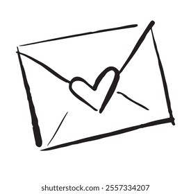 Sketch Valentine Envelope and CardsHand Drawn Love Doodle Vector