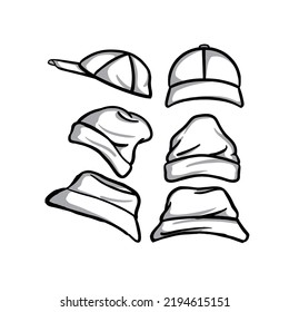 sketch of various types of hats