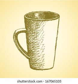 Sketch vector cup, vintage background