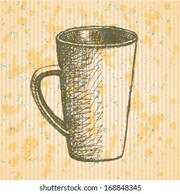 Sketch vector cup, vintage background