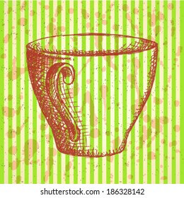 Sketch vector cup, vintage background 