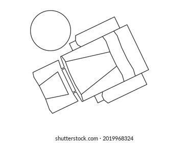 Sketch vector design of a reclining chair and round table