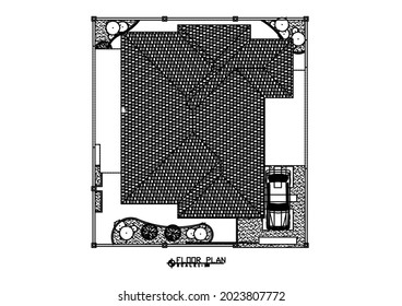 The sketch vector design of the roof shape of a private house is very nice and beautiful