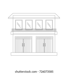 sketch vector design of shop building