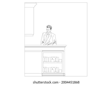 Sketch vector design of a shopkeeper
