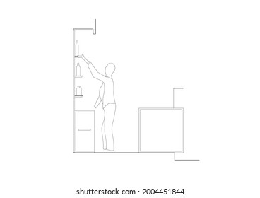 sketch vector design of someone picking up something