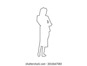 sketch vector design of a woman again waiting for someone to come