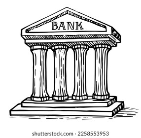 Sketch vector drawing of a Bank Building icon