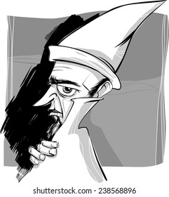 Sketch Vector Drawing Illustration of Fantasy Wizard or Sorcerer