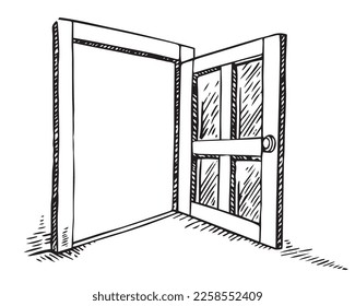 Sketch vector drawing of an Open Door