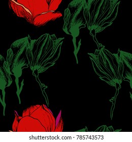 Sketch vector flower and bird pattern , hand drawn background