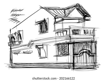 sketch vector of house in bangkok .