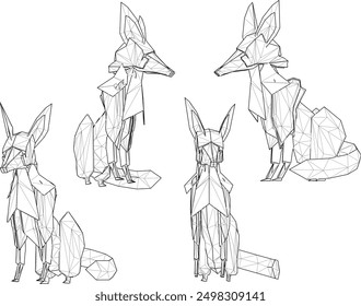 Sketch vector illustration artistic abstract fox animal poly silhouette drawing design