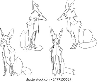 Sketch vector illustration artistic abstract fox animal poly silhouette drawing design