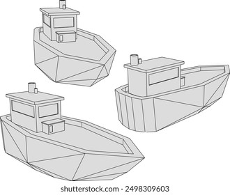 Ilustración vectorial de boceto artístico único 3d bote de dibujos animados diseño de dibujo de silueta de polietileno
