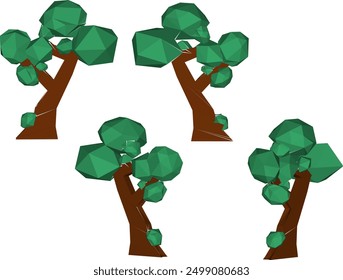 Sketch vector illustration artistic unique 3d cartoon tree plant poly silhouette drawing design