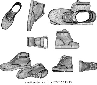 Sketch vector illustration of brown teen sneakers