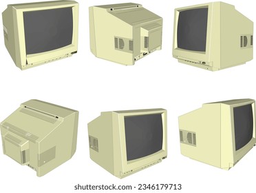 Sketch vector illustration of classic vintage old computer monitor design