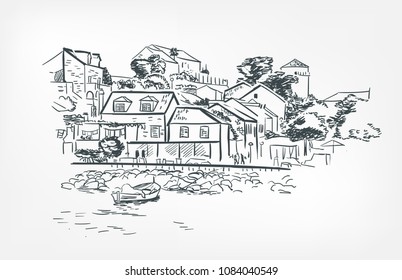 sketch vector illustration Croatia island