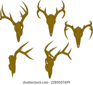 sketch vector illustration of deer antler head wall decoration