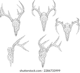 sketch vector illustration of deer antler head wall decoration