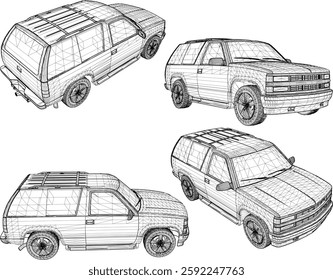 sketch vector illustration design of 4wd adventure family car vehicle for tour trip