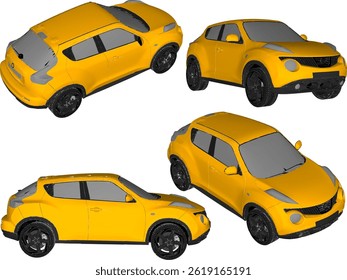 sketch vector illustration design of a 5 seater private car vehicle