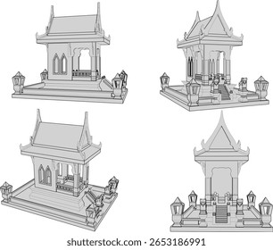 esboço vetor ilustração design arquitetura edifício templo sagrado adoração deusa deus clássico vintage étnico tradicional