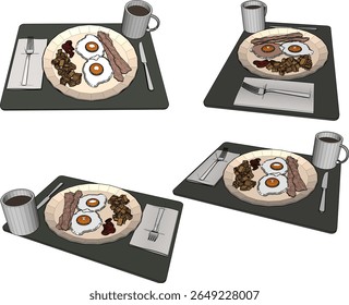 sketch vector illustration design of breakfast food egg with bacon