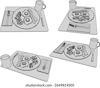 sketch vector illustration design of breakfast food egg with bacon