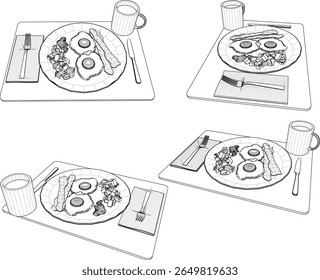 sketch vector illustration design of breakfast food egg with bacon