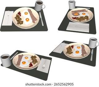 sketch vector illustration design of breakfast food egg with bacon