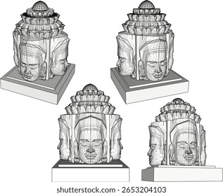 esboço vetor ilustração design de clássico vintage étnico buda cabeça estátua 