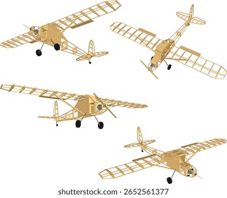 esboço vetor ilustração projeto construção protótipo velho avião caça remanescentes da clássica vintage guerra mundial