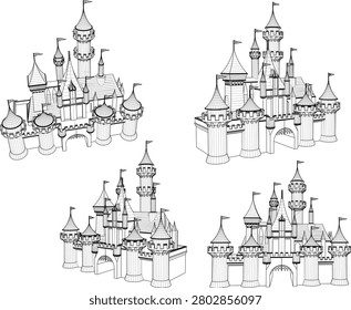 sketch vector illustration design construction castle palace king queen empress old classic vintage kingdom