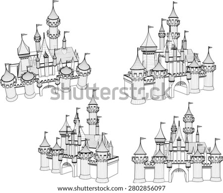 sketch vector illustration design construction castle palace king queen empress old classic vintage kingdom