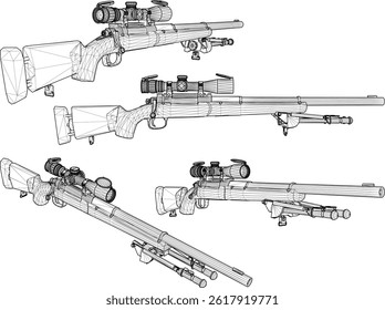 sketch vector illustration design image of a classic old long-barreled rifle weapon vintage ethnic