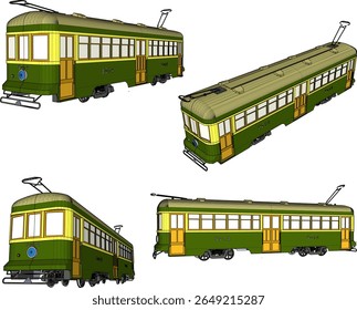 sketch vector illustration design of land transportation vehicle tram electric train classic vintage