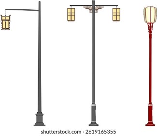Bosquejo Diseño de Ilustración vectorial Linterna Jardín Campo Antiguo Clásico Vintage Étnico Tradicional Chino