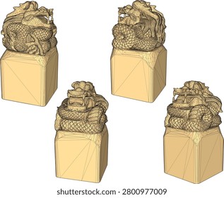 sketch vector illustration design sculpture animal dragon classic vintage ethnic traditional