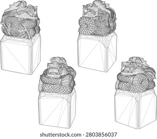 sketch vector illustration design sculpture animal dragon classic vintage ethnic traditional 