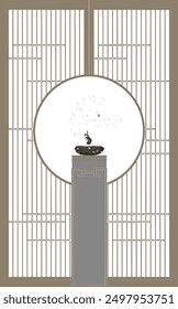 Sketch vector illustration design silhouette image of door baground room partition wardrobe classic vintage ethnic traditional modern abstract 