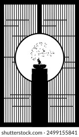 Sketch vector illustration design silhouette image of door baground room partition wardrobe classic vintage ethnic traditional modern abstract