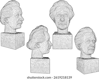 sketch vector illustration design statue philosopher thinker inventor classic vintage