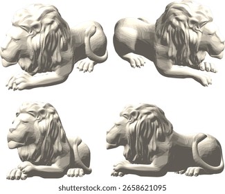 Escultura de la estatua del diseño de la Ilustración vectorial del bosquejo León Guardián Único étnico tradicional moderno