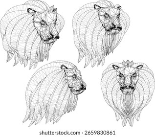 sketch vector illustration design statue sculpture lion head guardian unique ethnic traditional modern