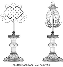 sketch vector illustration design of table lamp for bedroom old classic vintage ethnic traditional